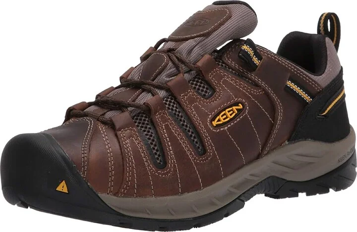 KEEN Utility Flint II (Soft Toe) Men's Work Boots Cascade Brown/Golden Rod : 9.5 EE - Wide, Textile/Leather - Image 2