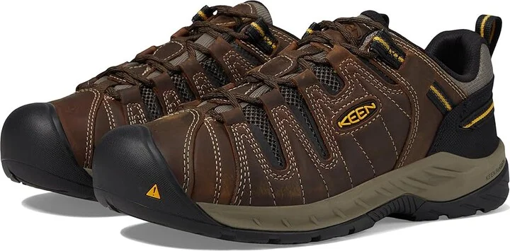 KEEN Utility Flint II (Soft Toe) Men's Work Boots Cascade Brown/Golden Rod : 9.5 EE - Wide, Textile/Leather