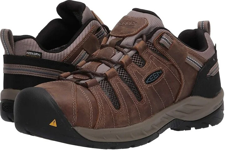 KEEN Utility Flint II Waterproof (Steel Toe) Men's Work Boots Cascade Brown/Orion Blue : 9.5 EE - Wide, Textile/Leather