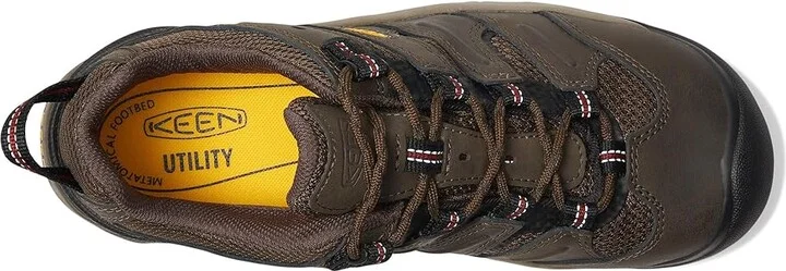 KEEN Utility Lansing Low (Steel Toe) Men's Work Boots Cascade Brown/Fired Brick : 9.5 EE - Wide, Leather - Image 3