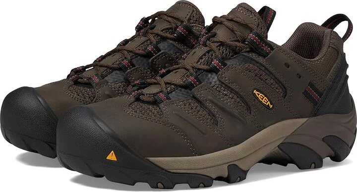 KEEN Utility Lansing Low (Steel Toe) Men's Work Boots Cascade Brown/Fired Brick : 9.5 EE - Wide, Leather