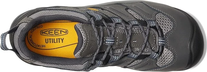 KEEN Utility Lansing Low (Steel Toe) Men's Work Boots Magnet/Majolica Blue : 9.5 EE - Wide, Leather - Image 3