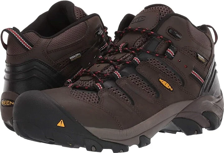 KEEN Utility Lansing Mid Waterproof Steel Toe Men's Work Boots Cascade Brown/Brindle : 9.5 EE - Wide, Leather