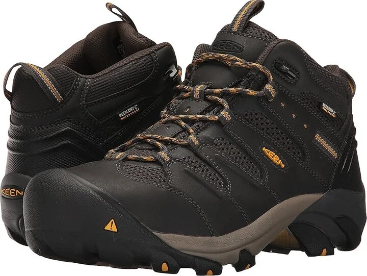 KEEN Utility Lansing Mid Waterproof Steel Toe Men's Work Boots Raven/Tawny Olive : 10 D - Medium, Leather