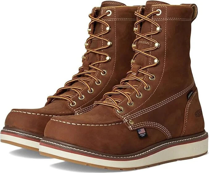 KEEN Utility Liberty 8 Waterproof Boot (Soft Toe) Men's Work Boots Leather Brown/Birch : 11 EE - Wide