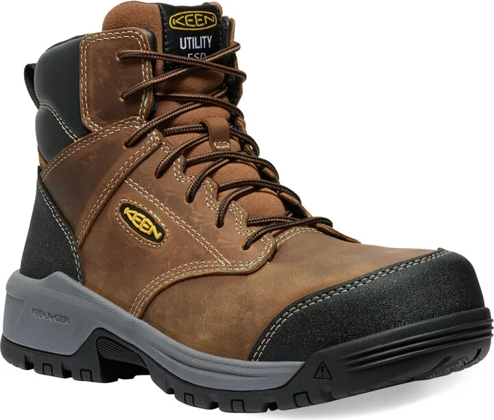 KEEN Utility Men's Evanston 6" Composite Toe ESD Leather Durable Construction Work Boots