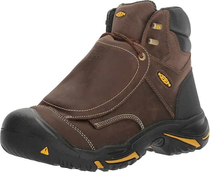 KEEN Utility Mt. Vernon 6 External Met (Steel Toe) Men's Work Pull-on Boots Cascade Brown/Tawney Olive : 9.5 EE - Wide, Suede - Image 2