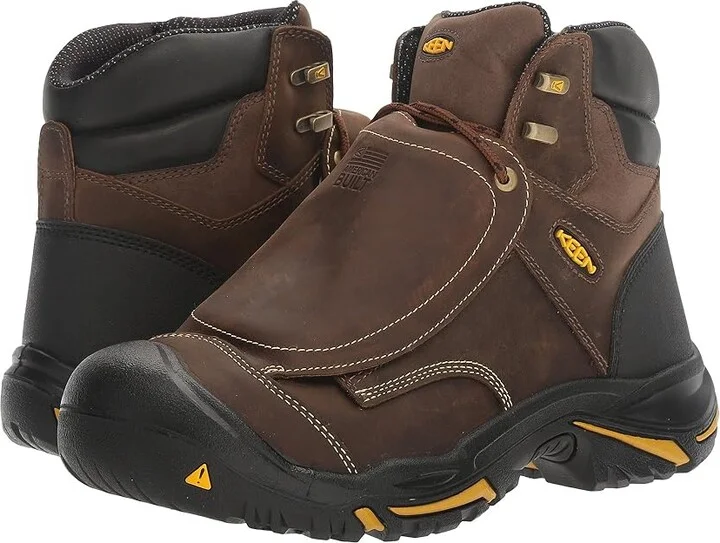 KEEN Utility Mt. Vernon 6 External Met (Steel Toe) Men's Work Pull-on Boots Cascade Brown/Tawney Olive : 9.5 EE - Wide, Suede