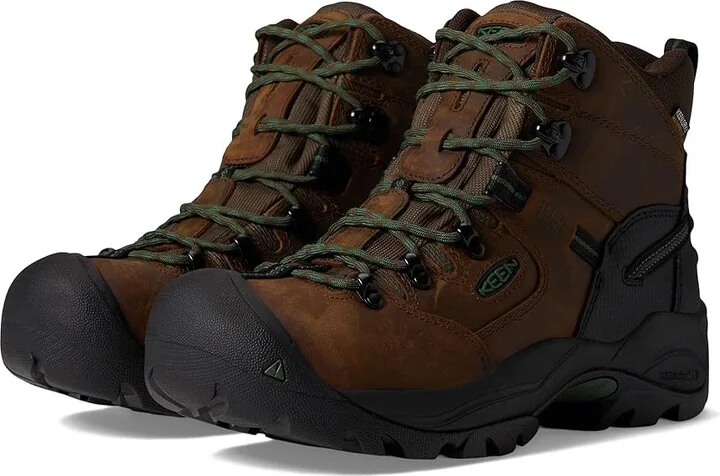 KEEN Utility Pittsburgh Energy 6 Waterproof (Comp Toe) Men's Shoes Cascade Brown/Greener Pastures : 9.5 EE - Wide, Leather