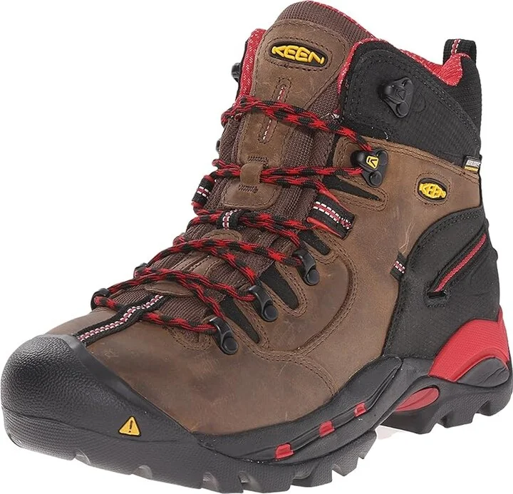 KEEN Utility Pittsburgh (Steel Toe) Men's Work Boots Bison/Red : 7 D - Medium, Suede - Image 2