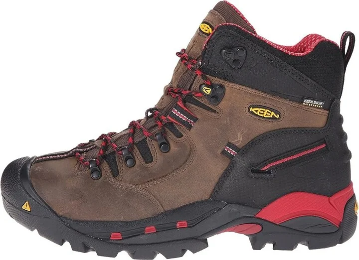 KEEN Utility Pittsburgh (Steel Toe) Men's Work Boots Bison/Red : 7 D - Medium, Suede - Image 7