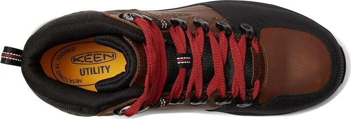 KEEN Utility Red Hook Mid Waterproof (Comp Toe) Men's Shoes Tobacco/Black : 9.5 EE - Wide, Textile/Leather - Image 2