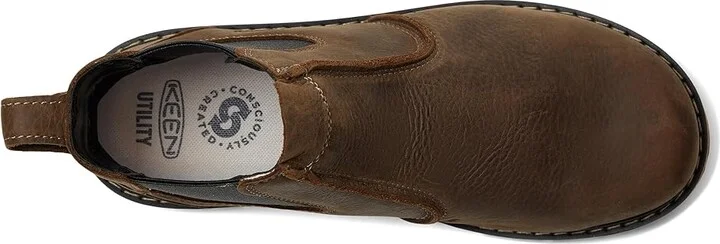 KEEN Utility San Jose Pull-On Boot (Aluminum Toe) Men's Work Boots Cascade Brown/Gum : 10 EE - Wide, Leather - Image 2
