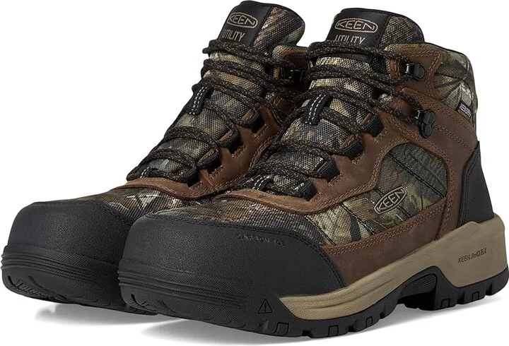 KEEN Utility Skokie Waterproof Work Boot (Carbon Toe) Men's Shoes Camo/Black : 13 D - Medium, Leather