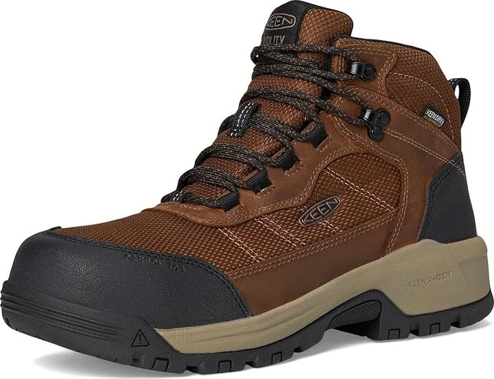 KEEN Utility Skokie Waterproof Work Boot (Carbon Toe) Men's Shoes Dark Earth/Black : 10 D - Medium, Leather - Image 5