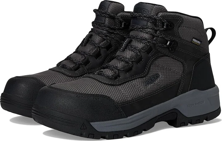 KEEN Utility Skokie Waterproof Work Boot (Carbon Toe) Men's Shoes Magnet/Black : 9.5 D - Medium, Leather