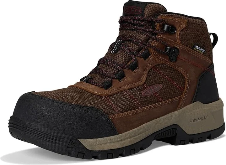 KEEN Utility Skokie Waterproof Work Boot (Carbon Toe) Women's Shoes Bison/Black : 6.5 B - Medium, Leather - Image 5