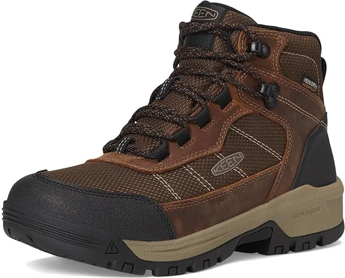 KEEN Utility Skokie Waterproof Work Boot (Soft Toe) Women's Shoes Bison/Black : 6 B - Medium, Leather/Textile - Image 5