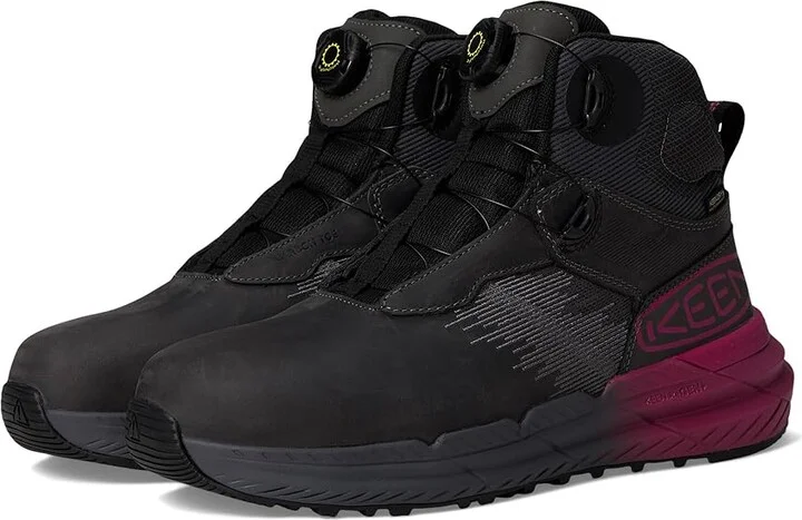 KEEN Utility Snapline RF Waterproof Boot (Carbon-Fiber Toe) Women's Work Boots Magnet/Black : 6.5 D - Wide, Leather/Synthetic