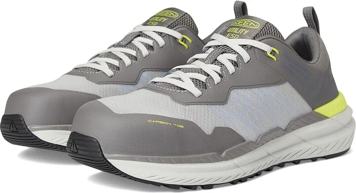 KEEN Utility Speedworks ESD Work Sneakers (Carbon-Fiber Toe) Men's Work Boots Steel Grey/Vintage Indigo : 9 D - Medium, Leather