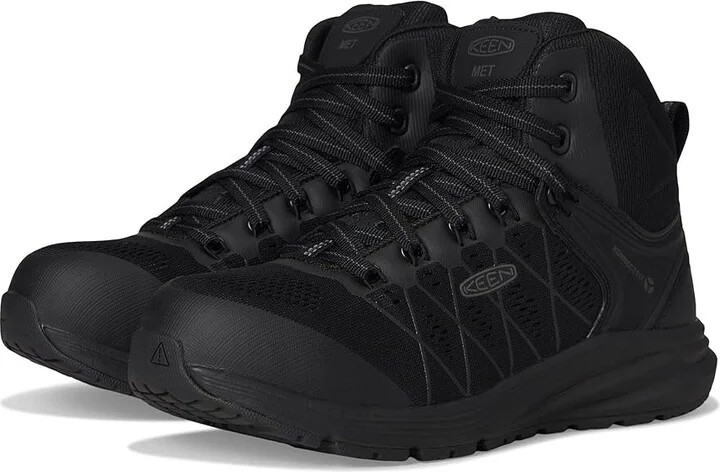 KEEN Utility Vista Energy Mid Internal Met (Comp Toe) Women's Shoes Black/Raven : 9.5 D - Wide, Synthetic/Textile