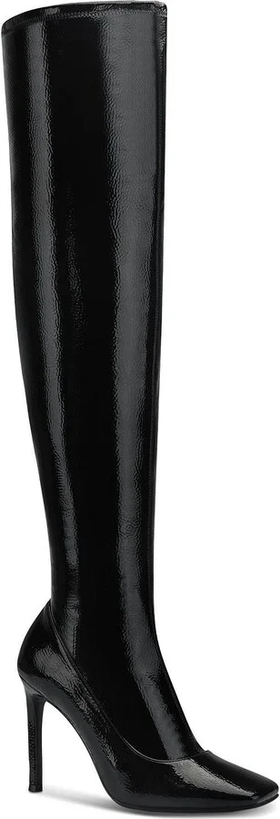Keenah Womens Patent Square Toe Thigh-High Boots