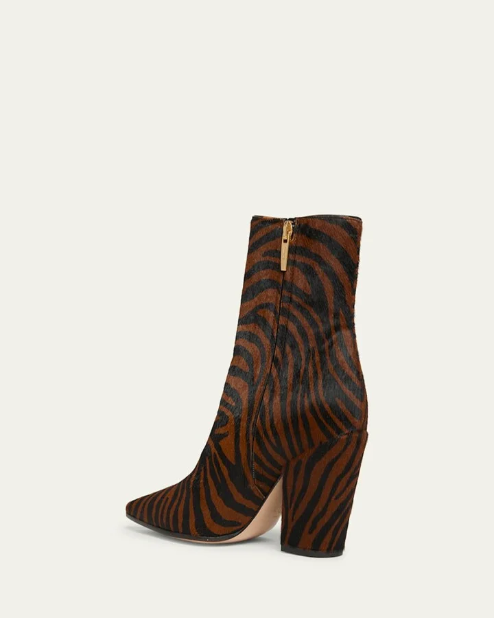 Keinna Tiger-Print Pony Hair Western Booties - Image 2