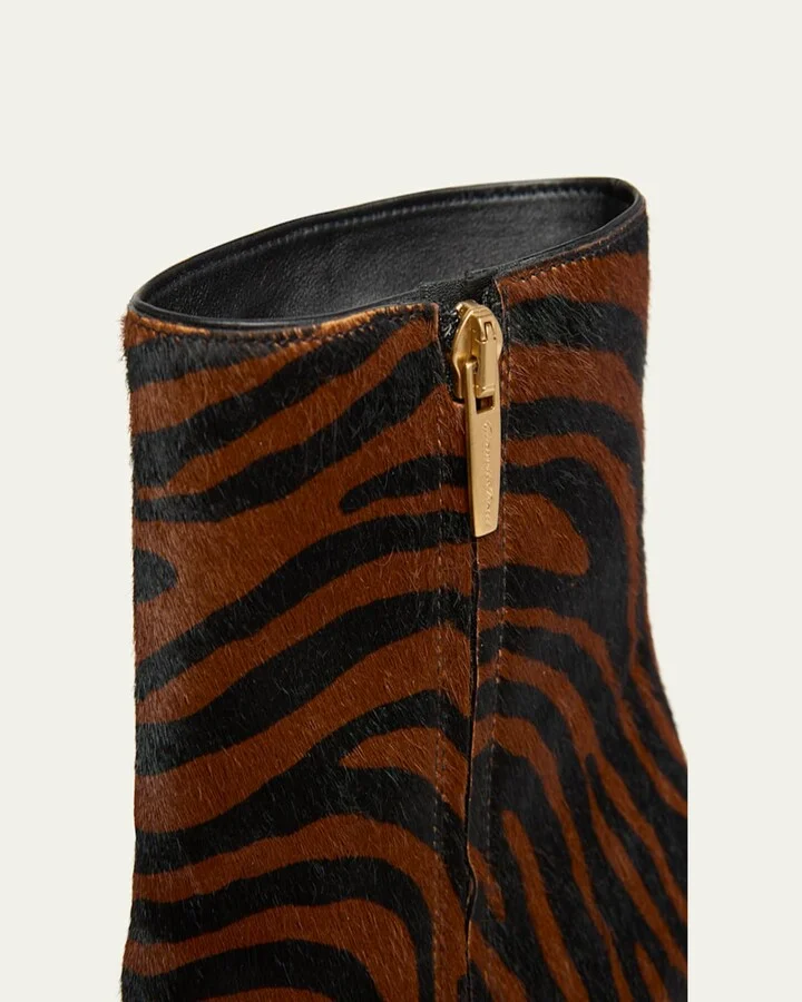Keinna Tiger-Print Pony Hair Western Booties - Image 3