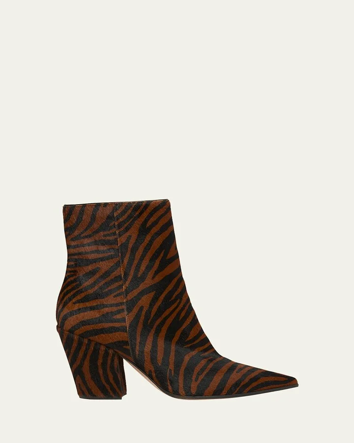 Keinna Tiger-Print Pony Hair Western Booties