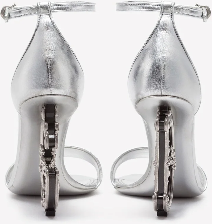 Keira 105 DG Baroque Heel Sandals in Metallic Leather - Image 2