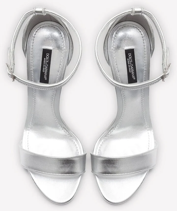 Keira 105 DG Baroque Heel Sandals in Metallic Leather - Image 3