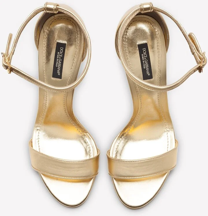 Keira 105 DG Baroque Heel Sandals in Metallic Leather - Image 2