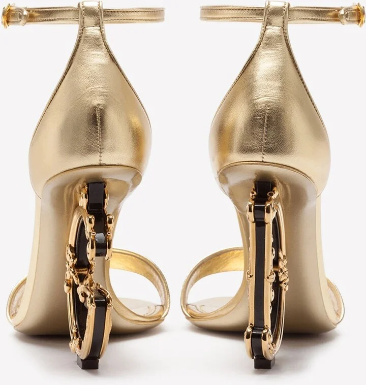Keira 105 DG Baroque Heel Sandals in Metallic Leather - Image 3