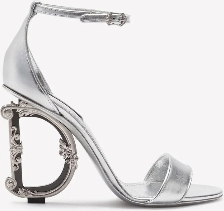 Keira 105 DG Baroque Heel Sandals in Metallic Leather