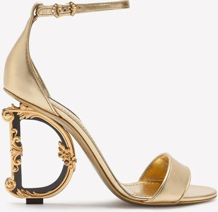Keira 105 DG Baroque Heel Sandals in Metallic Leather