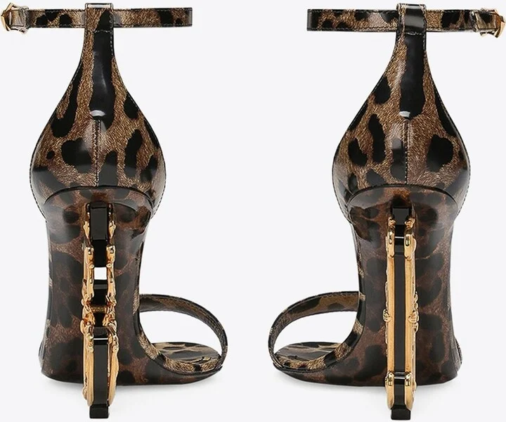 Keira 105 Leopard Print Leather DG Baroque Sandals - Image 2
