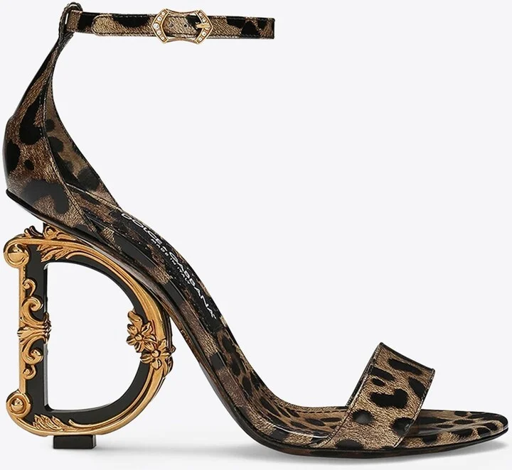 Keira 105 Leopard Print Leather DG Baroque Sandals