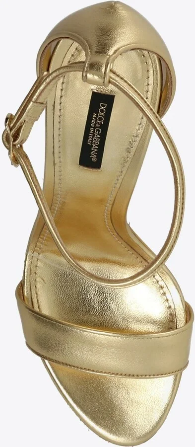 Keira 105 Metallic Leather Sandals with DG Baroque Heel - Image 2