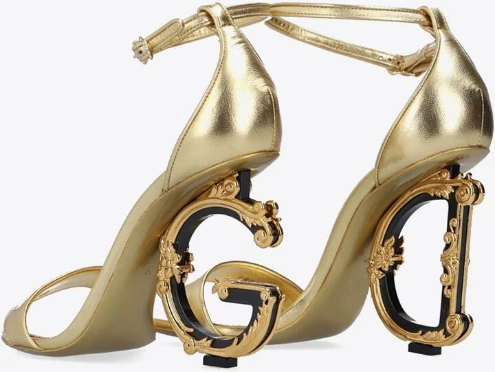 Keira 105 Metallic Leather Sandals with DG Baroque Heel - Image 3