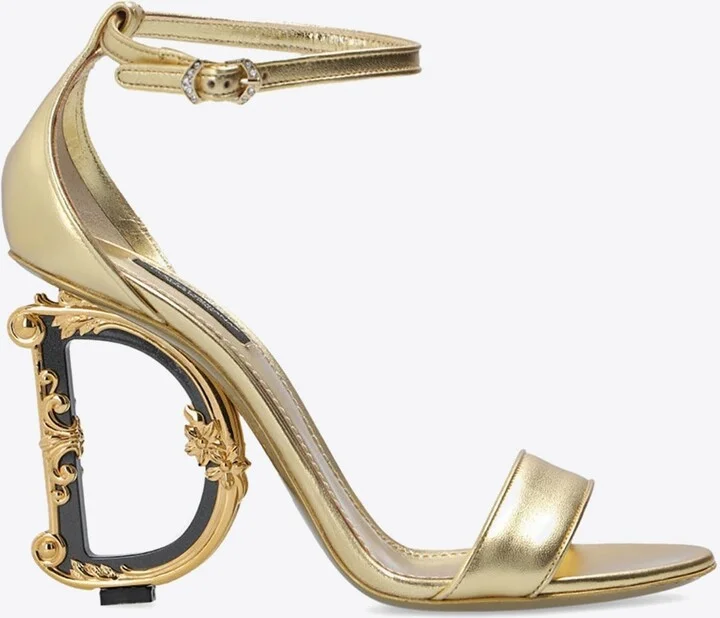 Keira 105 Metallic Leather Sandals with DG Baroque Heel