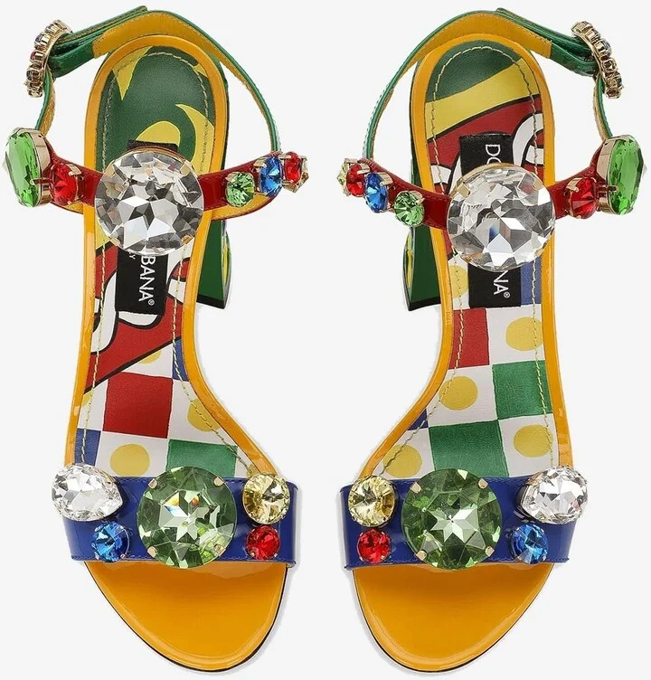 Keira 105 Patent Leather Sandals with Gemstone Embellishments - Image 2