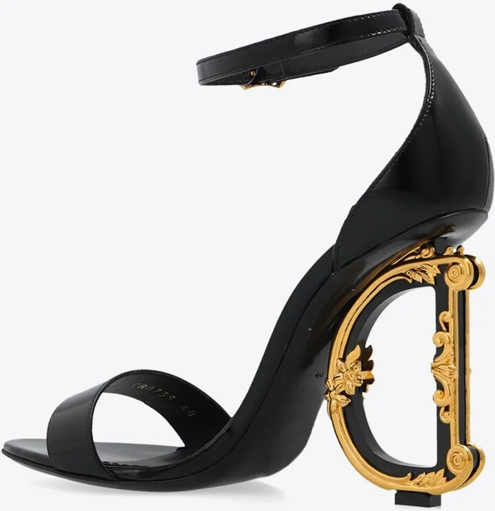 Keira 105 Polished Leather Sandals with DG Baroque Heel - Image 3