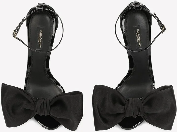 Keira 105 Satin Bow Sandals in Patent Leather - Image 2