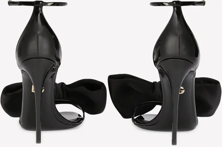Keira 105 Satin Bow Sandals in Patent Leather - Image 3