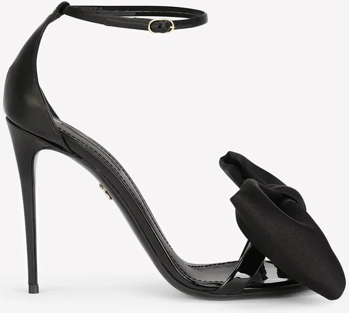 Keira 105 Satin Bow Sandals in Patent Leather