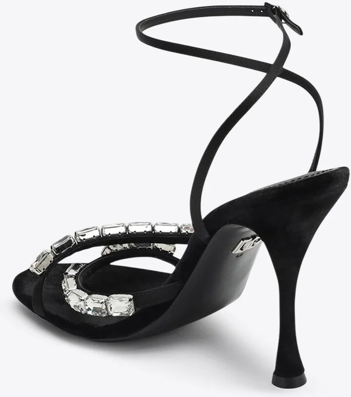Keira 105 Satin Sandals with Gemstone Embellishments - Image 2