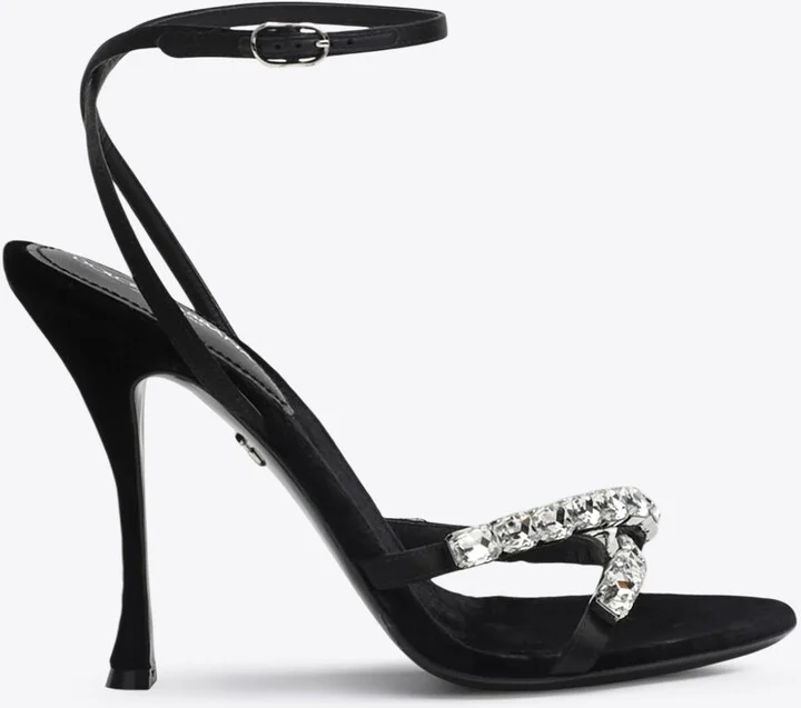 Keira 105 Satin Sandals with Gemstone Embellishments