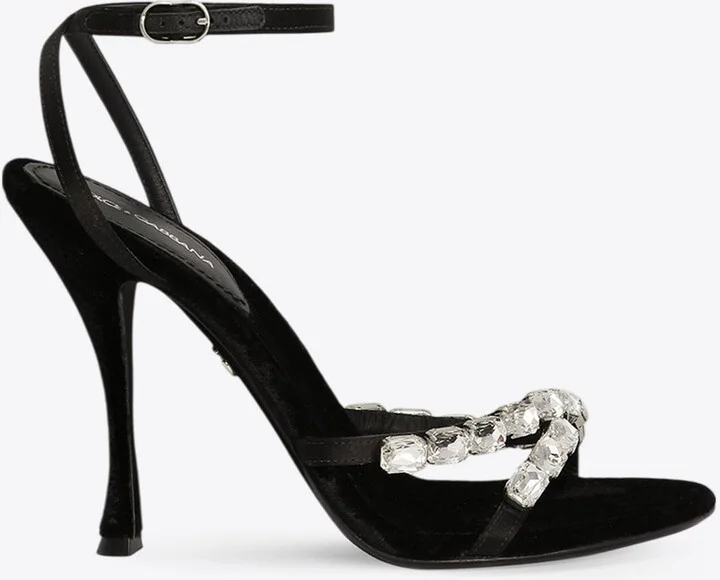 Keira 105 Satin Sandals with Gemstone Embellishments