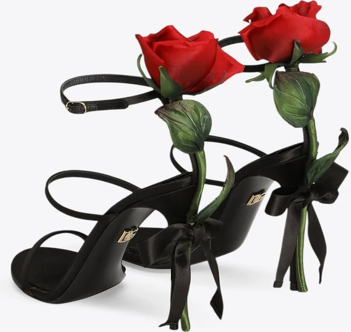 Keira 105 Satin Sandals with Rose Applique - Image 2