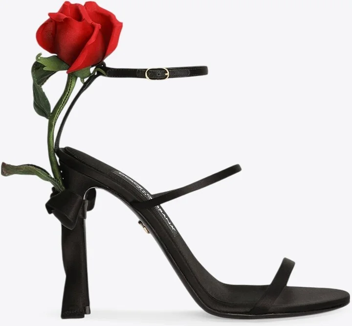 Keira 105 Satin Sandals with Rose Applique